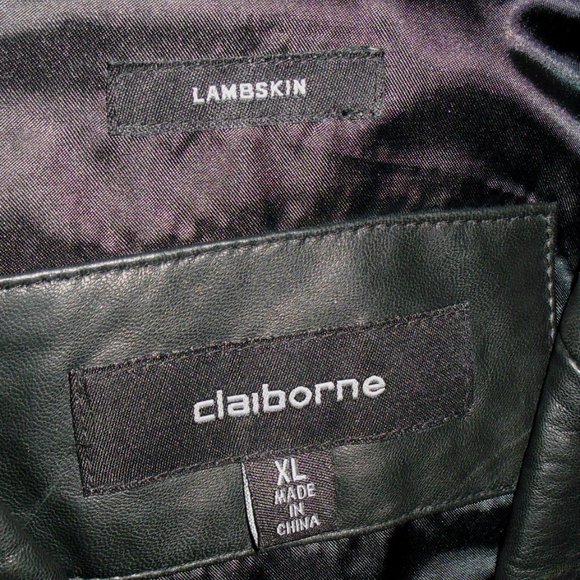 Claiborne $275 Mens Genuine Lambskin Leather Black Button Jacket sz. XL New - Picture 3 of 4